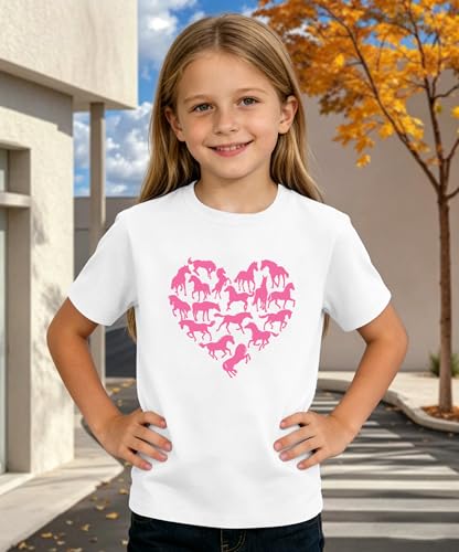 Image of Horse Shirts for Girls Love Horses Shirt Youth Horseback Riding Casual Animal Graphic Tees 8-15 Year Old