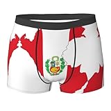 Boxer Hombre Mapa con La Bandera De Perú, Impresión Sin Etiquetas Calzoncillos Hombres Costura Ropa Interior Hombres para Deportivos Dormir Boxers,M
