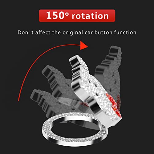 Koruipei Bling Push To Start Utton Cover Accessories, Cute Dog Car Accessories For Women, Crystal Rhinestone Car Engine Start Stop Button Cover, Girly Car Decoration Interior Sticker, Red #TOP3