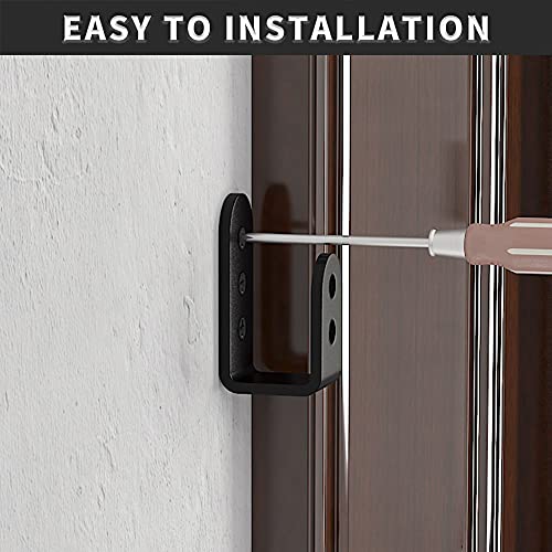 Skysen 2 Pack Upgrade Door Security Barricade Brackets,Thickness-1/4" Drop Open Bar Holder Steel U Bracket Fit For 2 X 4 Lumber,Carbon Steel,Black(Fdzj-2) #TOP6