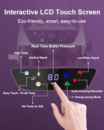 Image of Martisan Steam Generator Iron for Clothes, LED Steam Station, 1800W Power, 8 Bar Max Pressure, 1.9L Water Tank, 550g /min Steam Burst, Auto Off, Ceramic Soleplate, Fast Wrinkle Removal, Purple