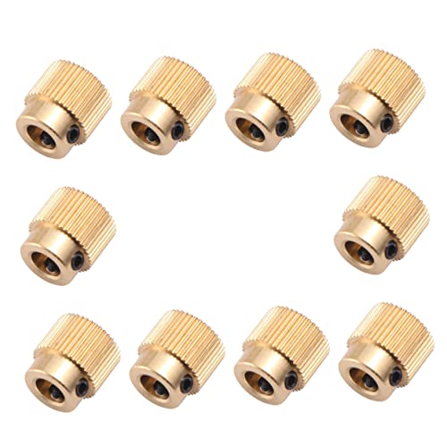 OKUMEYR 10pcs 40 Tooth Brass Extrusion Gear for 3d Printer Extruder, Sturdy Brass Drive Feeding Gear with Grip Filament 