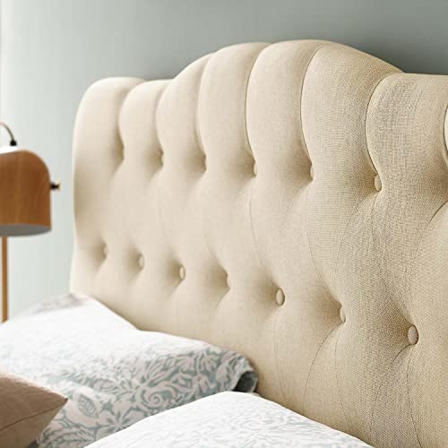 Modway Annabel Tufted Button Linen Fabric Upholstered King Headboard In Beige #TOP3