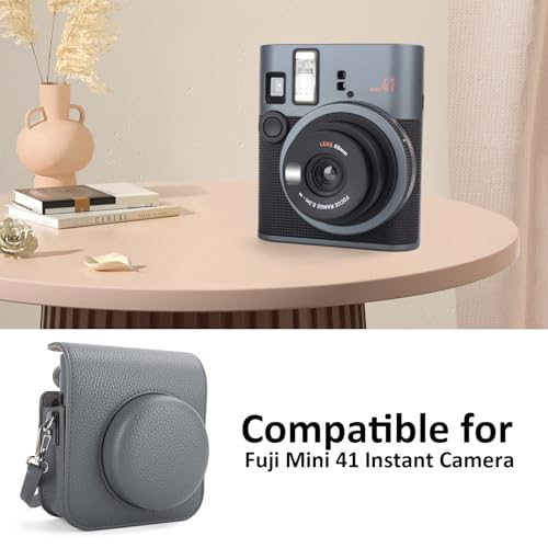 Funda para cámara Instax Mini 41 en cuero PU gris miniatura 2