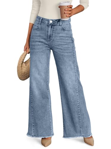 Trendy Queen Women's Wide Leg Jeans, Relaxed Loose Straight Leg