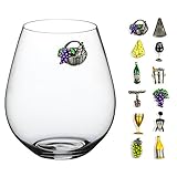 Optima Marketing Hand Painted Magnetic Wine Glass Charms, Set of 12