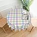 AGAYNA Easter Tablecloth Round 70 Inch Colorful Buffalo Plaid Table Cloth,Stain Resistance Polyester Spring Checkered Table Covers for Kitchen Dining,Small Tablecloth for Party Picnic