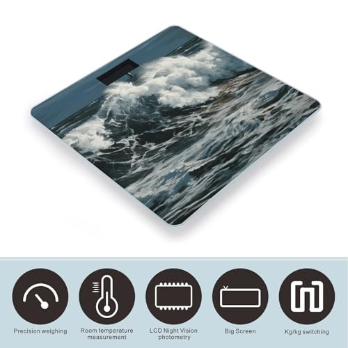 Báscula digital de baño Sea Waves vidrio templado 400lb miniatura 3