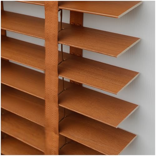 Persianas Venecianas De Madera, 60cm 70cm 80cm 90cm 100cm 110cm 120cm 140cm 150cm Cortinas venecianas - Lamas De 5cm, para Ventanas/Puertas/Balcones Estores Privacidad(Reddish Brown)
