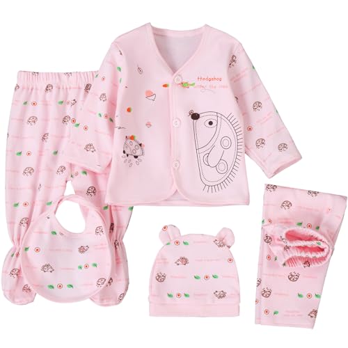 Image of FITFIFTH POD Unisex Baby Clothes 5 Piece Layette Sets Cotton Newborn Clothes Gift Set For 0-3 Months