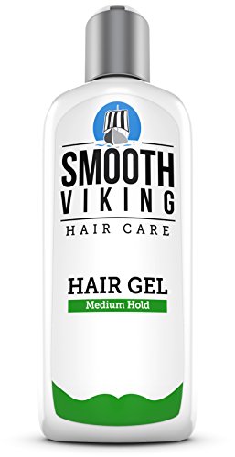 Hair Gel for Men – Medium Hold Styling Product – Adds Body & Shine – Good for All Hairstyles – Trendy, Curly, Straight, Wavy & Modern – Works on Wet, Dry, Thin or Thick Hair – Smooth Viking – 8 OZ