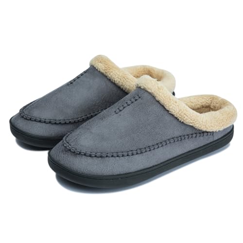 Moccasins for Men Memory Foam Slippers Men's House Shoes for Indoor Outdoor with Microsuede Fleece Fuzzy Lined