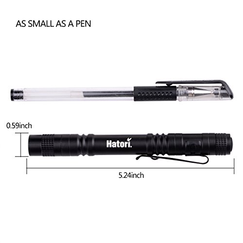 Flashlight Pack, Hatori Small Mini Flashlights Pocket Ultra Bright High Lumens Handheld Pen Light Tactical Torch Water Resistant for Camping, Outdoor, Emergency, Everyday Flashlights, 5.24 Inch - Thumbnail 5