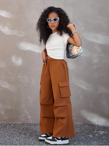 Image of Azmxynol Tween Girls Clothes 2 Piece Outfit T-Shirt Top + Cargo Pants, Teen Girl Trendy Clothing Set, Sizes 7-15 Years