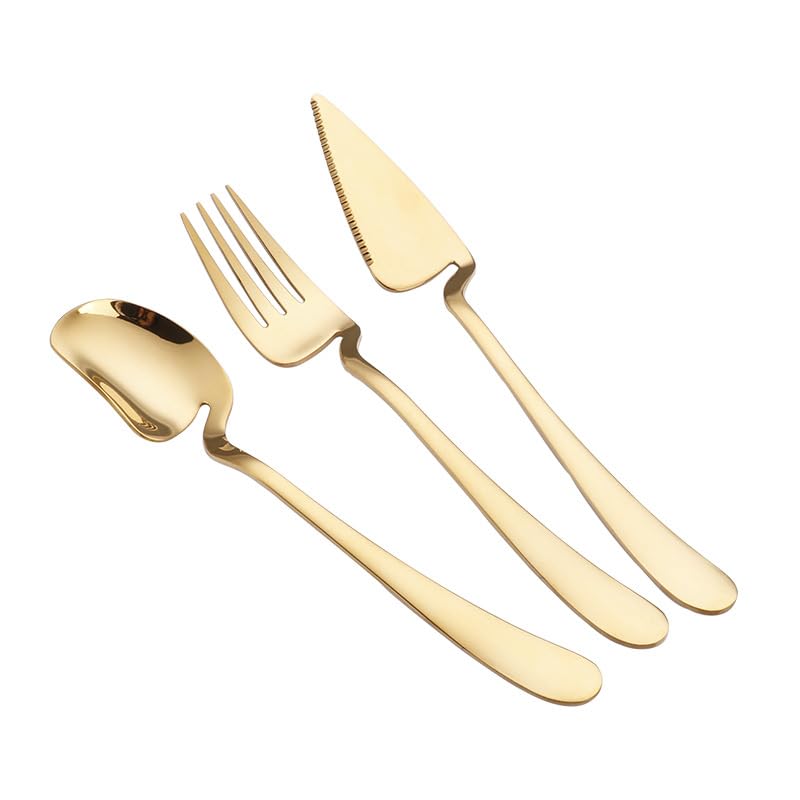 ONUIFIKE Silverware Set, 3/12/18/24/30/36 Pcs 304 Stainless Steel Creative Wall Hanging Knife, Fork And Spoon Novel Hotel Tableware Set Dessert Fork Cheese Knife Spoon, Home Cutlery Flatware Set(Gold