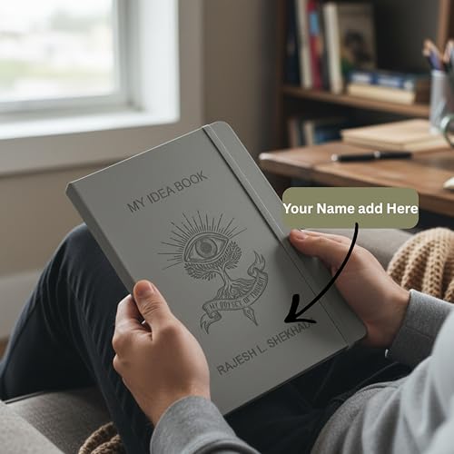 Image of Personalized Journal - Custom Name Hardcover Diary for Men & Women, Premium Paper, Durable Grey Finish (Grey-Eye-Custom)