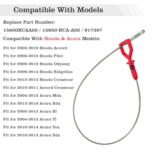 Image of 15650RCAA02 Engine Oil Dipstick Indicator, Compatible with Honda Accord Crosstour Odyssey Pilot Ridgeline Acura RDX MDX RL TL TSX ZDX Engine Oil Fluid Level Dip Stick Replace 917387