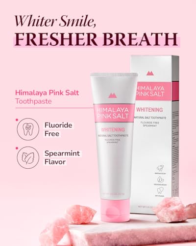  Himalaya PinkSalt Natural Whitening Toothpaste - Fluoride Free, Teeth Whitening, Gum Health Care, Plaque Remover, Spear 