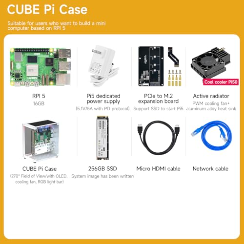 Image of Yahboom Pi 5 16GB Starter Kit 64GB Card Readers Kit,Pi 5 Case,Dual 4K Micro HD Out Cables and User Manual Provide Openclaw Deployment