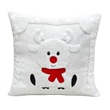 Plüsch-Kissenbezug, Schneemann, 45,7 x 45,7 cm, versteckter Reißverschluss