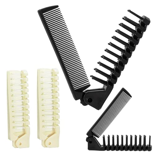 FZGLHQQ Folding Hair Brush, 4 Pack Portable Travel Hair Brush Hair Comb, Plastic Folding Detangling Anti-static Hair Brush
