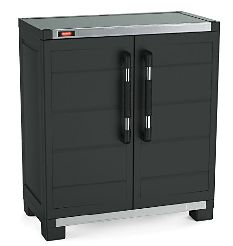 Keter XL Pro Freestanding Durable Resin Plastic Utility Base Cabinet with Adjustable Shelving, Black