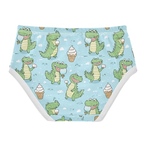 ZZKKO Cartoon Crocodile Ice Cream Girls Underwear Toddler Panties for Girls Comfort Brief Size 2-8T2