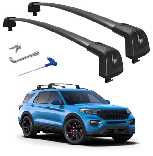 Roof Rail Covers Loose - 2016-2019 Ford Explorer 8 Soruci Roof Rack Cross Bars Compatible with Ford Explorer 2020-2026 with Lock, Aluminum 300lbs Heavy Duty Roof Rails Crossbars for Rooftop Cargo Carrier Luggage Kayak Canoe Bike Snowboard