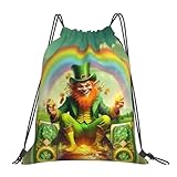 GTTDFASJ Mochilas con ilustraciones irlandesas de Pot of Gold modernas portátiles con cordón con bolsillo para guardar libros para hombre y mujer para la escuela