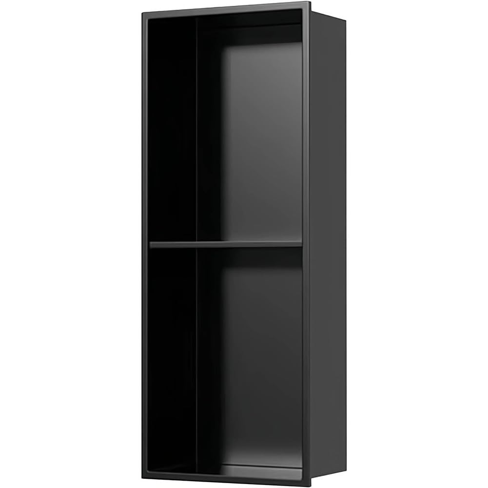 AYCDL Wall-Mounted Shower Recessed Shelf for Bathroom Easy Installation Above Waterproof Storage Solution Modern Design Space-Saving nizer,Nero-70x28cm