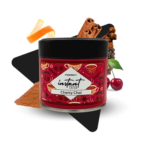 FUSIONATÉ Chai Cereza Instantáneo, Bebida Soluble 100% Natural, Sin Azúcar Añadido, Sin Aditivos, Sabor Especiado con Toque de Cereza, Energizante, 100 g