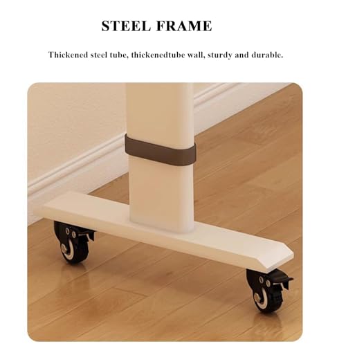 Table de lit mobile et extensible de 47 à 59 pouces pour un espace informatique sur roulettes