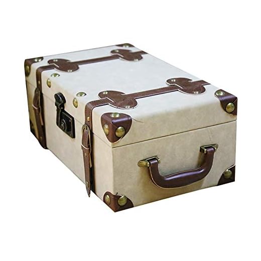 Maleta Vintage, Maleta De Cartón, Mango De PU Remaches Esmerilados Guardarropa Decoración Tienda De Ropa Accesorios De Fotografía Almacenamiento, 3 Tamaños GGYMEI (Color : Beige-42x25x17cm)