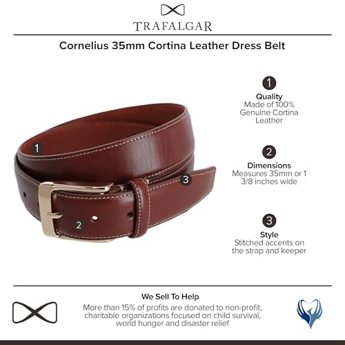 Trafalgar Men's Cornelius 35mm Cortina Leather Dress Belt2