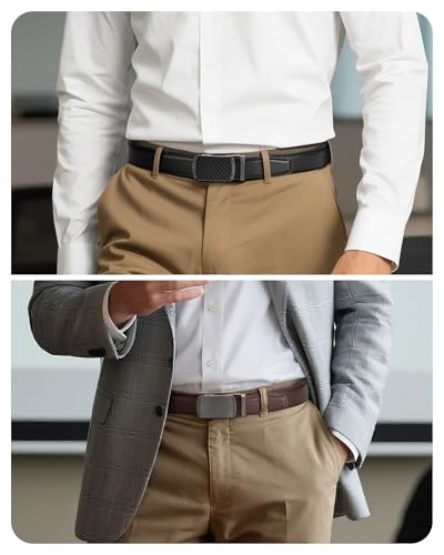 Image of CHAOREN Mens Dress Belt Leather 2 Pack - Mens Ratchet Belt for Dress Shirt and Pants Every Occasion (32mm)