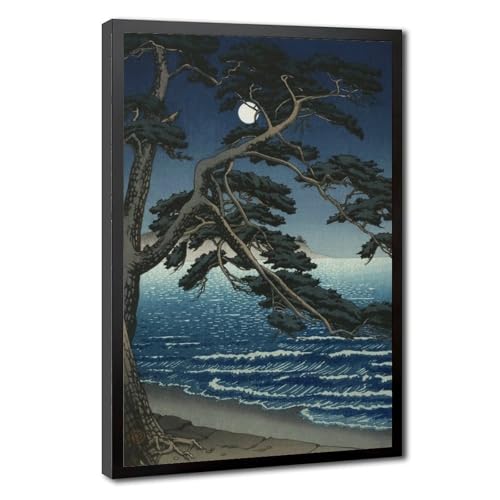 Affiche japonaise Moon at Enoshima Beach pour habiller un mur vide facilement