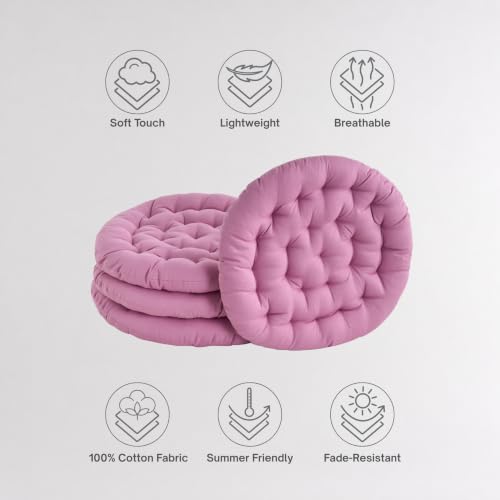 Image of SKANDA FAB Premium Cotton Floor Seating Cushions | Luxurious Comfort & Microfiber Fill 60X60 CM Large Size for Meditation | Floor Cushion | Pooja | Living Room | Pets | Outdoor Purple (Pack of 4)