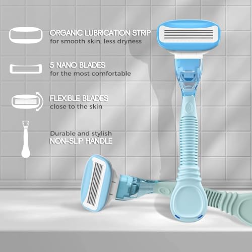 HEYAXA Razors for Women with 4 Razor Refills and 1 Non-Slip Handle, Womens Razors for Shav - image 3