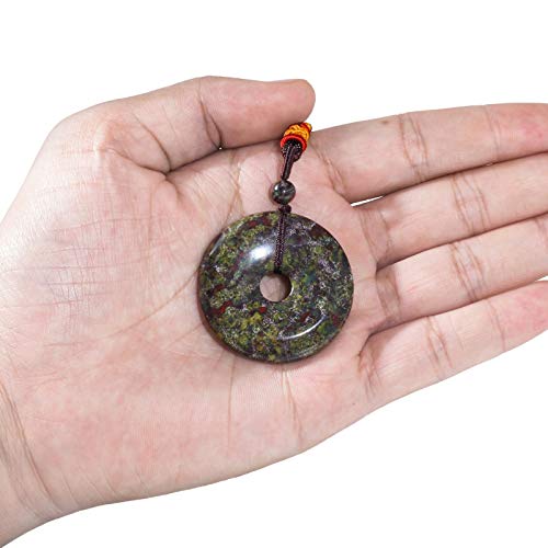 Yatming Dragon Blood Crystal Peace Buckle Pendant Necklace for Unisex with Adjustable Rope, Healing Stone Amulet for Protection - Image 3