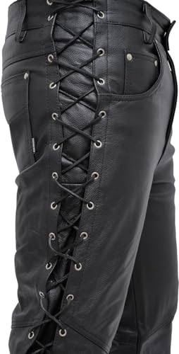 Touch&Torn Calça de couro para motociclista masculina de 76,2 a 111,8 cm com cintura estilo jeans co