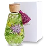 FLOWERiUM ハーバリウム 還暦祝い 誕生日プレゼント 母親 祖母 枯れない花 フラワーギフト お祝い 長寿祝い 喜寿 日本製 花 花束 フラワリウム ドロップボトル グリーン 紫 タッセル付 (翡翠)