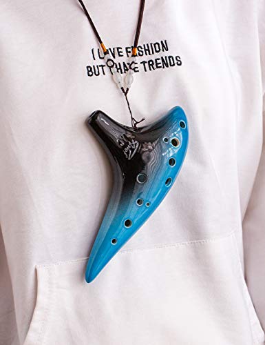 Image of aa‚¬A inchOcean Notesaa‚¬A 12 Hole Sweet Potato Ocarina Graceful Shape Pottery Ocarina in Alto C (Blue & Black)