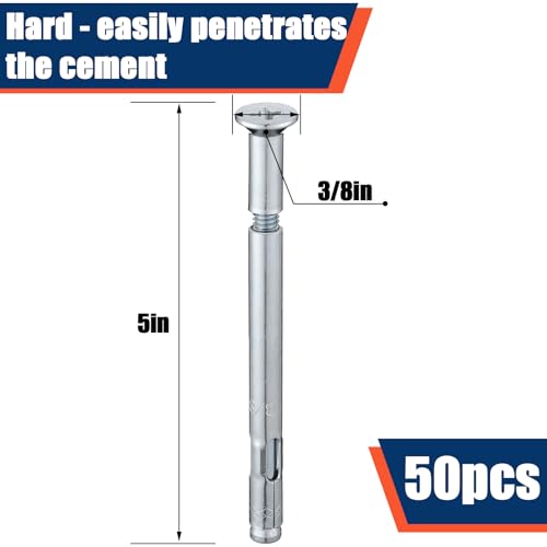 tandefio 50 pcs 3834 x 534 flat sleeve anchors for concrete zinc plated expansion anchors flush mount bolt for masonry brick concrete heavy duty bolts secure fastening