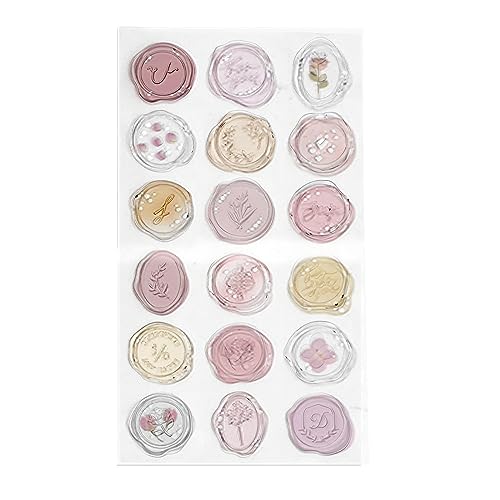 PAITOK 18 Pieces Wax Seal Stickers, Envelope Seal Stickers Envelope Seal Stickers Adhesive Dots for Wax Seal for Party Favors Invitations Bridal Shower Party