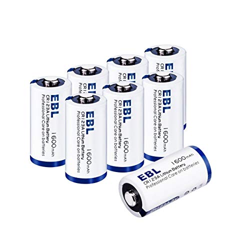 EBL 8 Pcs CR123A Batterie al Litio da 1600mAh,Non Ricaricabili per Flashlight, Fotocamera Digitale, Videocamera, Giocattoli, Macchina Fotografica, Torcia, Microfoni, ecc