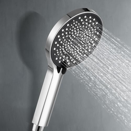ACA International Luxury Handheld Shower Head 130mm Large Round Shower Head 3-Mode Soft Rainfall Massage Sparyer WELS (Chrome)