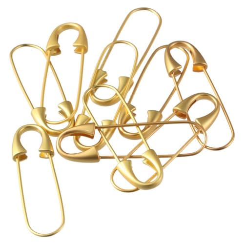 hobbyhub 10Pcs Gold Brooches Metal Spring Lock Pin,Heavy Duty Safety Pin,Metal Safety Pin for DIY Jewelry Clothes,Sewing,Knitting,Craft Projects