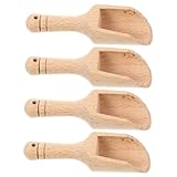 Zerodeko 4 Stück Teiliges Holzschaufeln für Gewürze und Tee Natürlicher Holzlöffel mit Rundem Griff zum Portionieren von Tee Kaffee Salz und Badezusätzen Langlebiges Küchen und Teezubehör