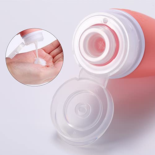 Silikon Reiseflaschen Set,4 Stück 100ml Auslaufsicher Squeeze Reise Container Portable nachfüllbare Toilettenartikel Set Flaschenzubehörbehälter Leere Reisegröße für Shampoo Conditioner Lotion
