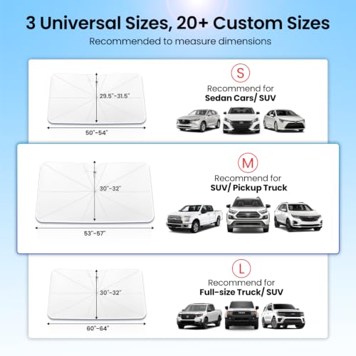 REEVAA Windshield Sun Shade Umbrella for SUV & Pickup Truck, M(57" x 32") by REEVAA - Used condition - Image 6
